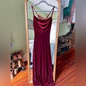 Velvet Cabernet floor length dress